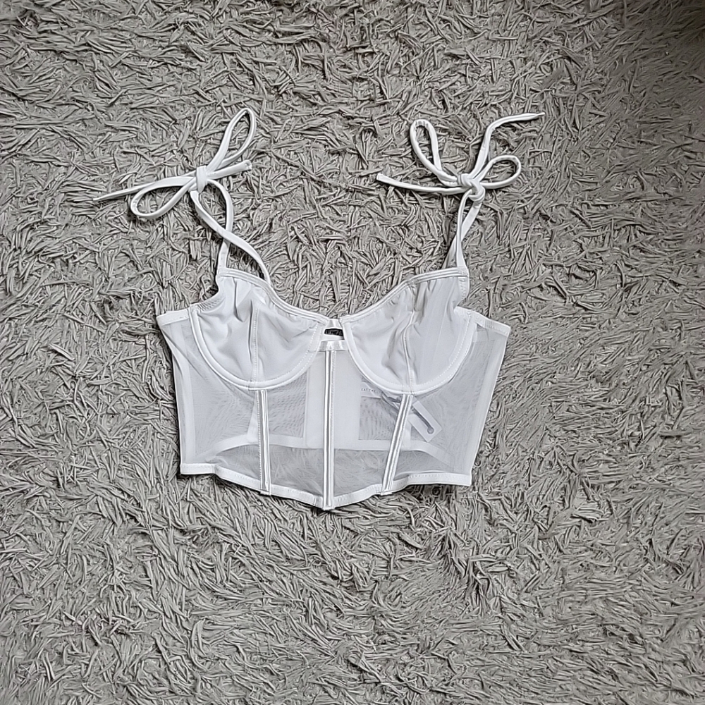 REVOLVE Elegant White Corset Crop Top